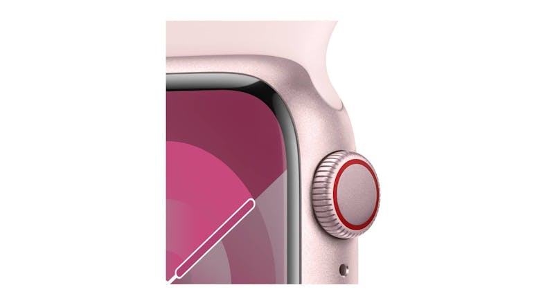 Apple Watch Series 9 - Pink Aluminium Case with Light Pink Sport Band (41mm, Cellular & GPS, Bluetooth, Medium-Large Band)