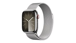 Apple Watch Series 9 - Silver Stainless Steel Case with Silver Milanese Loop (41mm, Cellular & GPS, Bluetooth)