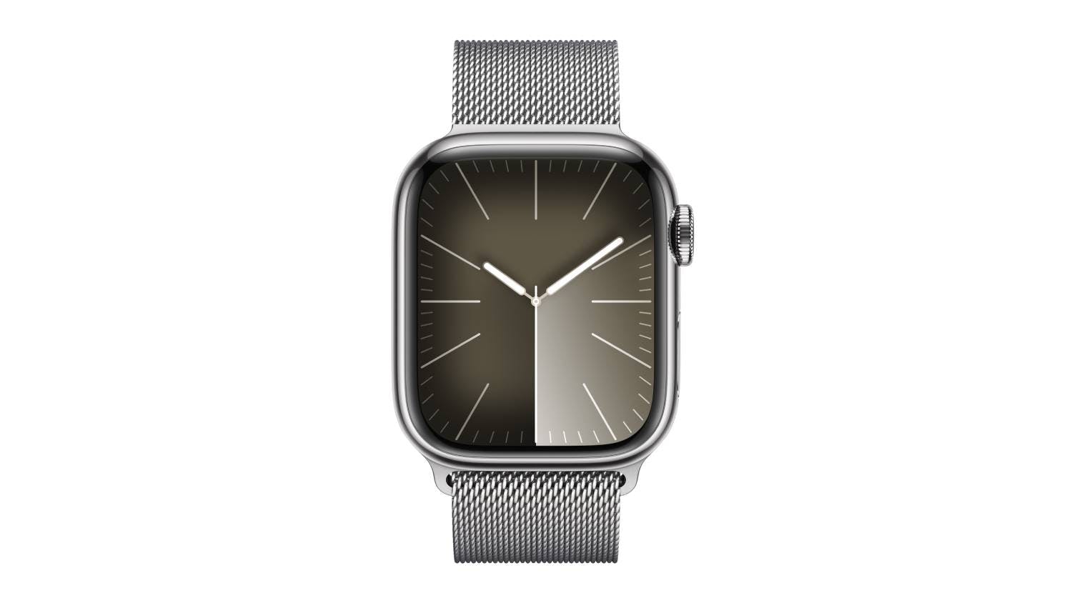 Apple Watch Series 9 - Silver Stainless Steel Case with Silver Milanese Loop (41mm, Cellular & GPS, Bluetooth)