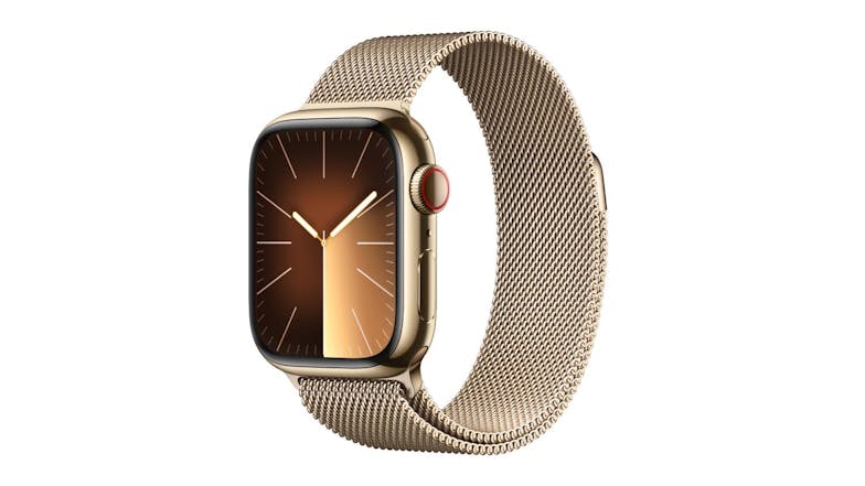 Apple Watch Series 9 - Gold Stainless Steel Case with Gold Milanese Loop (41mm, Cellular & GPS, Bluetooth)