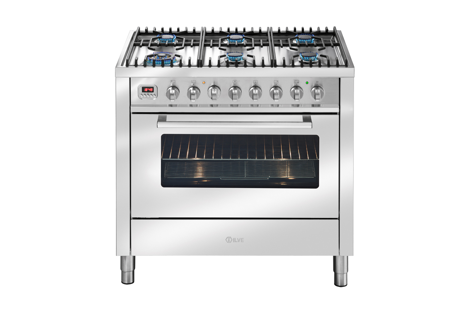 ILVE 90cm Freestanding Oven with Gas Cooktop Stainless Steel Harvey