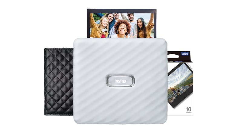 Instax Wide Link 86mm x 108mm Photo Printer - Ash White (2023 Limited Edition Gift Pack)