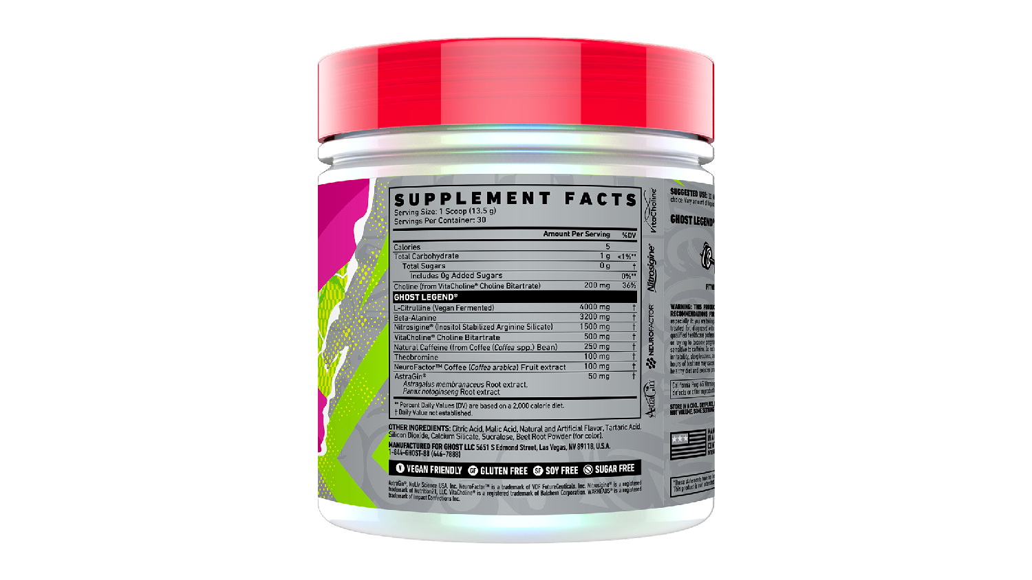 Ghost Legend V3 PreWorkout Warheads Watermelon (30 srv.) Harvey