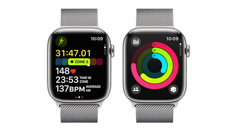 Apple Watch Series 9 - Silver Stainless Steel Case with Silver Milanese Loop (45mm, Cellular & GPS, Bluetooth)