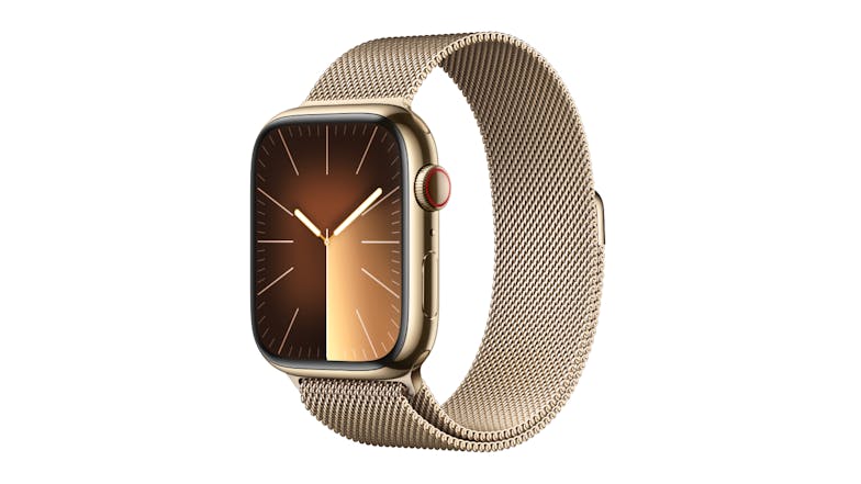 Apple Watch Series 9 - Gold Stainless Steel Case with Gold Milanese Loop (45mm, Cellular & GPS, Bluetooth)