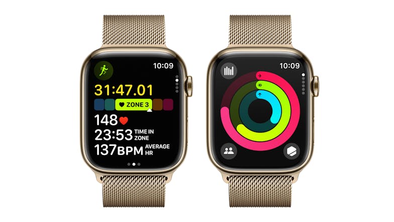 Apple Watch Series 9 - Gold Stainless Steel Case with Gold Milanese Loop (45mm, Cellular & GPS, Bluetooth)