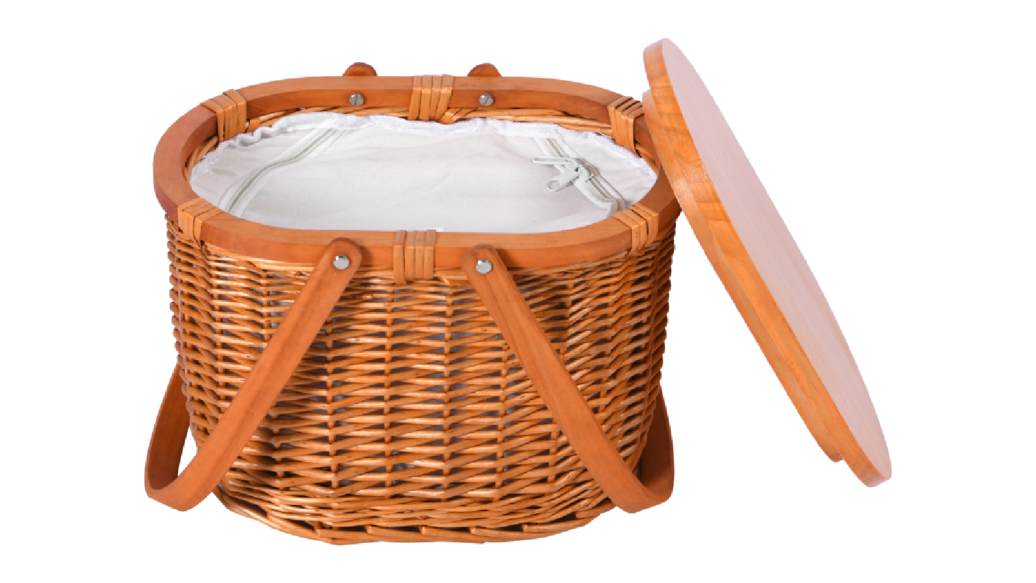 Vibes Yarra Oval Wicker Picnic Basket w/ insulation