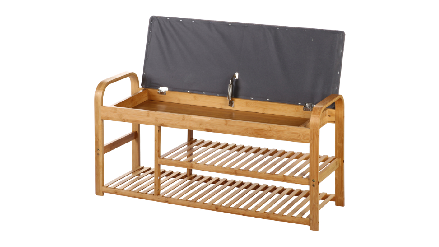 Sherwood  3 Tier Cushioned Bamboo Storage Bench