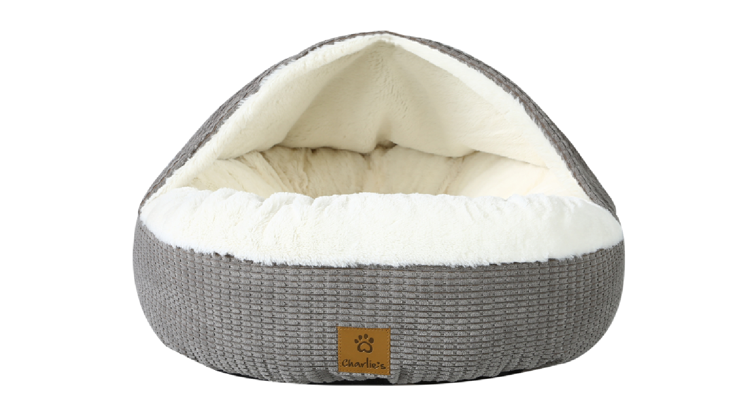 Charlie's "Snookie" Corncob Fabric Pet Bed with Hood Medium - Grey