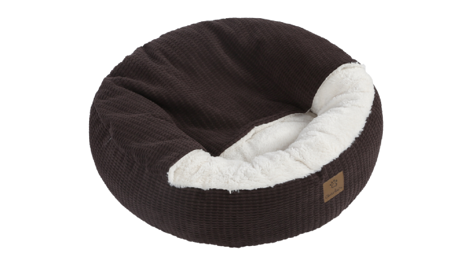 Charlie's "Snookie" Corncob Fabric Pet Bed with Hood Small - Brown