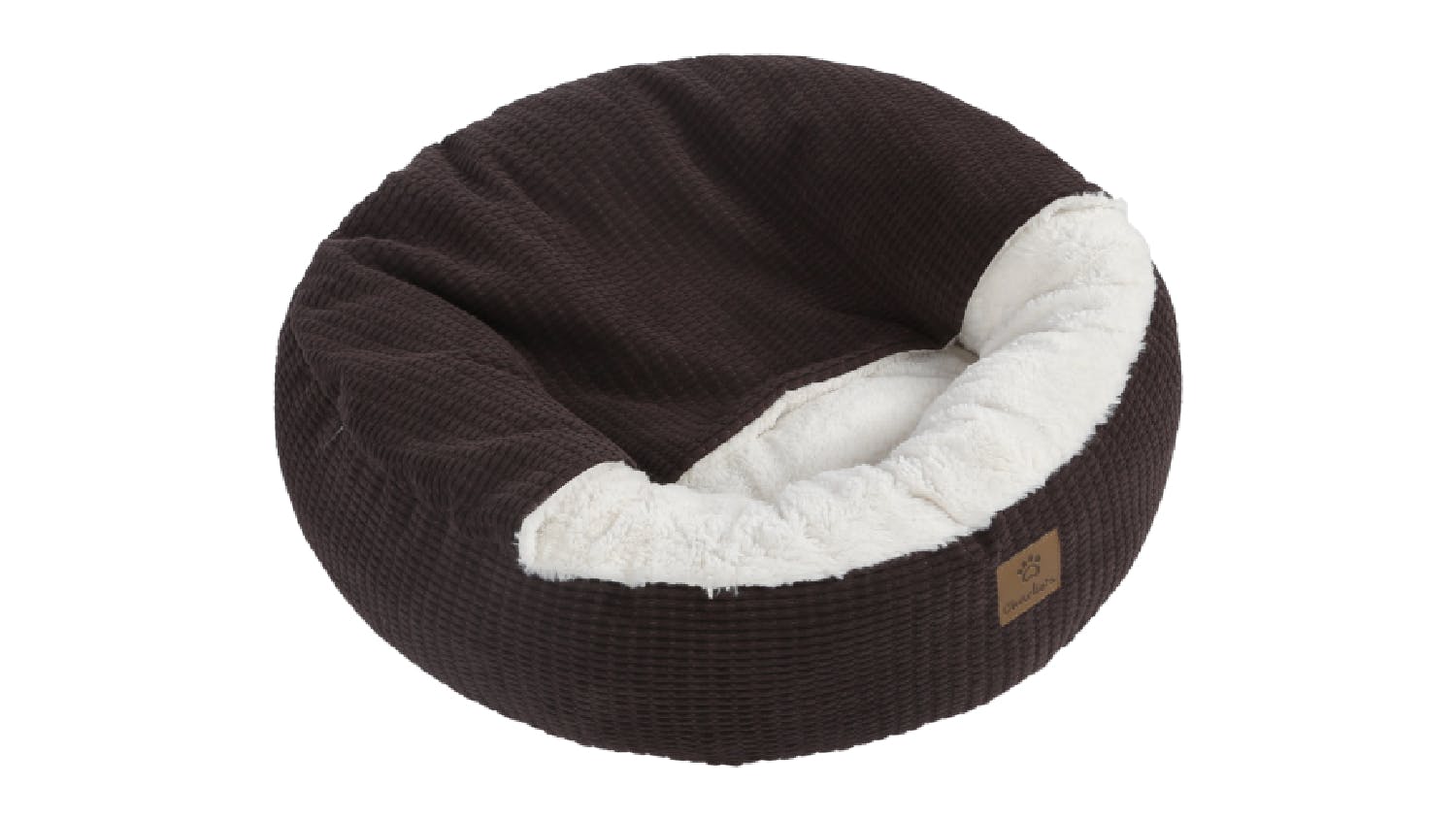 Charlie's "Snookie" Corncob Fabric Pet Bed w/ Hood Small - Brown