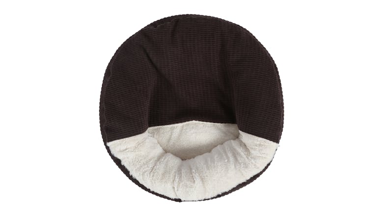 Charlie's "Snookie" Corncob Fabric Pet Bed w/ Hood Small - Brown