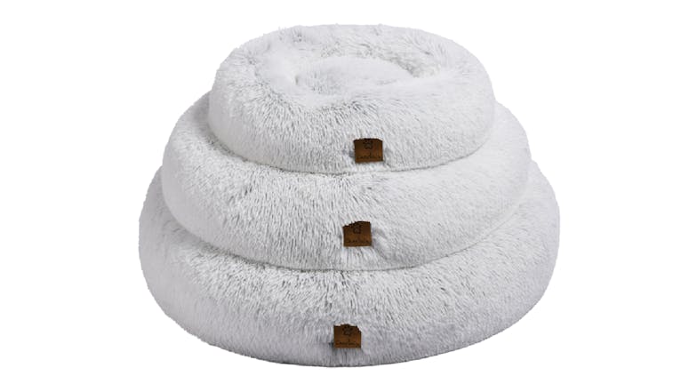 Charlie's Shaggy Faux Fur Round Pet Bed Large - White