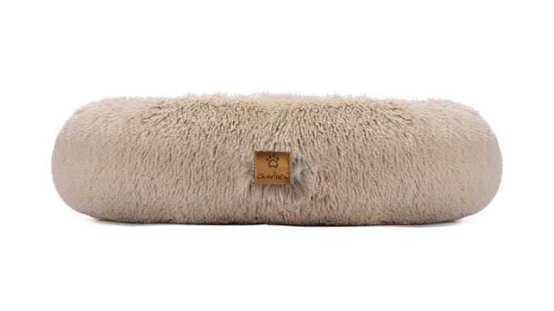 Charlie's Shaggy Faux Fur Round Pet Bed Medium - Cream