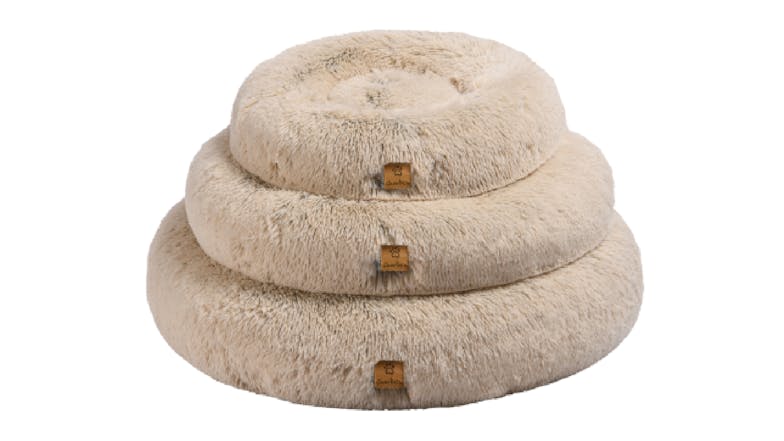 Charlie's Shaggy Faux Fur Round Pet Bed Large - Cream