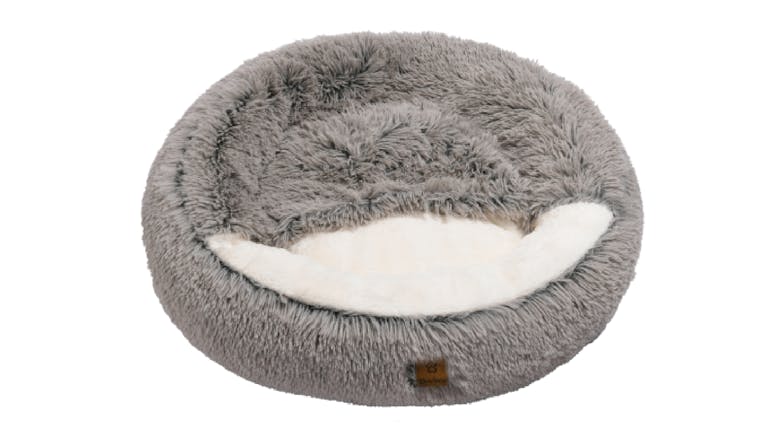 Charlie's "Snookie" Faux Fur Pet Bed w/ Hood Large - Grey