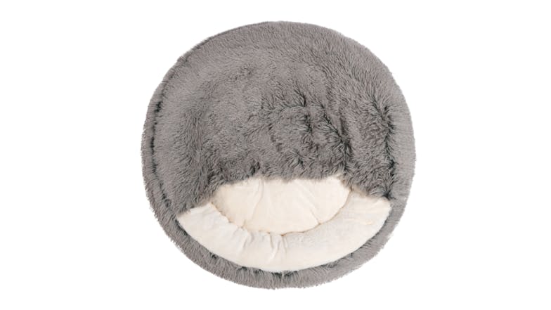 Charlie's "Snookie" Faux Fur Pet Bed w/ Hood Large - Grey