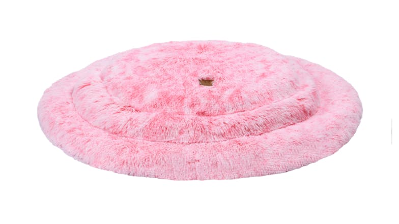 Charlie's Shaggy Faux Fur Round Lounge Pet Mat Medium - Pink