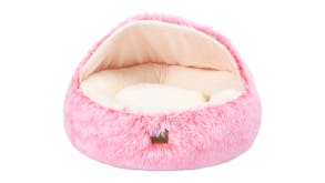 Charlie's "Snoodie" Faux Fur Pet Bed w/ Removable Hood Small - Pink