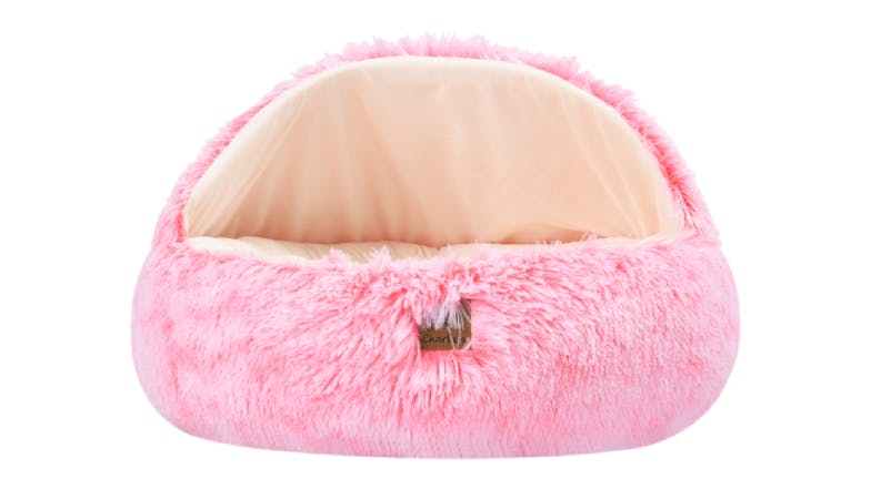 Charlie's "Snoodie" Faux Fur Pet Bed w/ Removable Hood Small - Pink