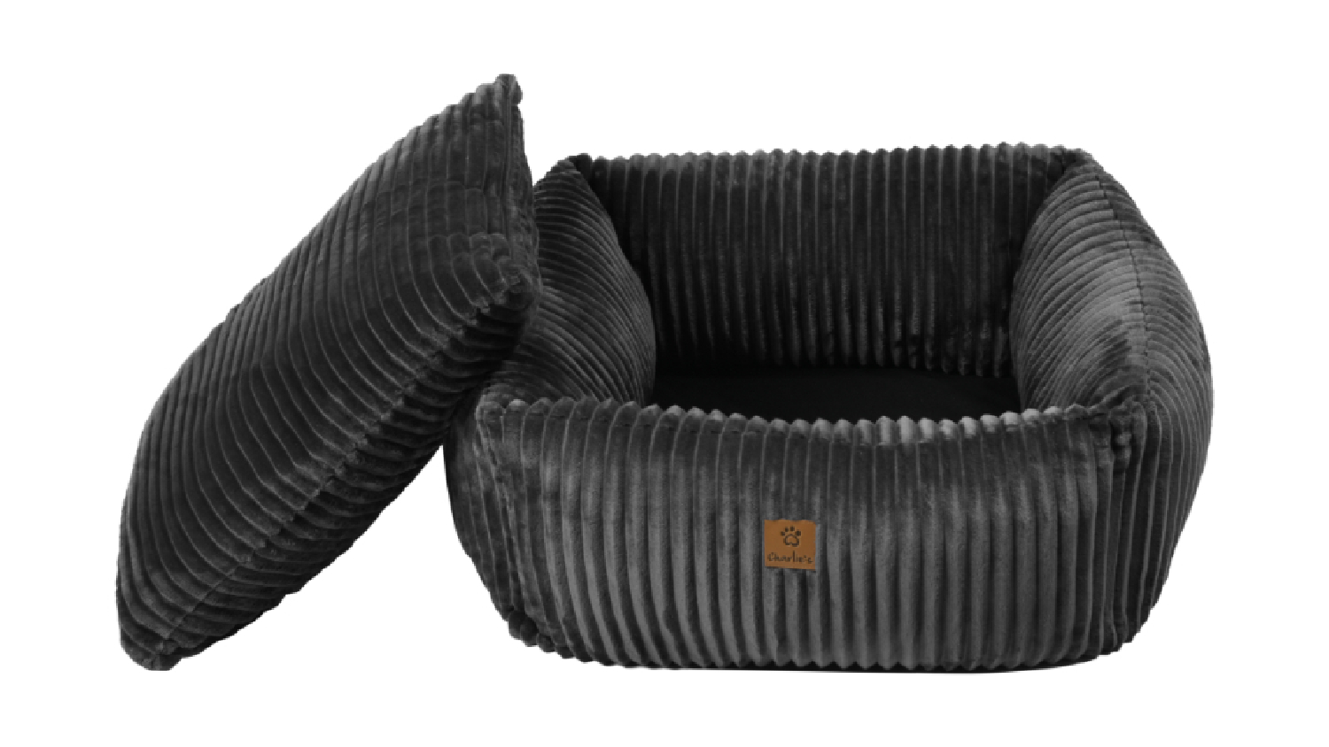 Charlie's "Ascher" Plush Square Caudroy Pet Bed Medium - Grey