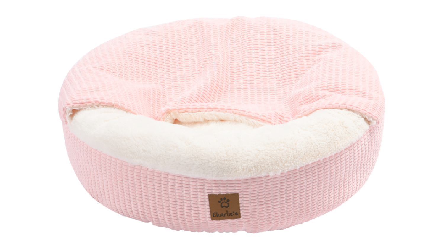Charlie's "Snookie" Corncob Fabric Pet Bed with Hood Small - Pink