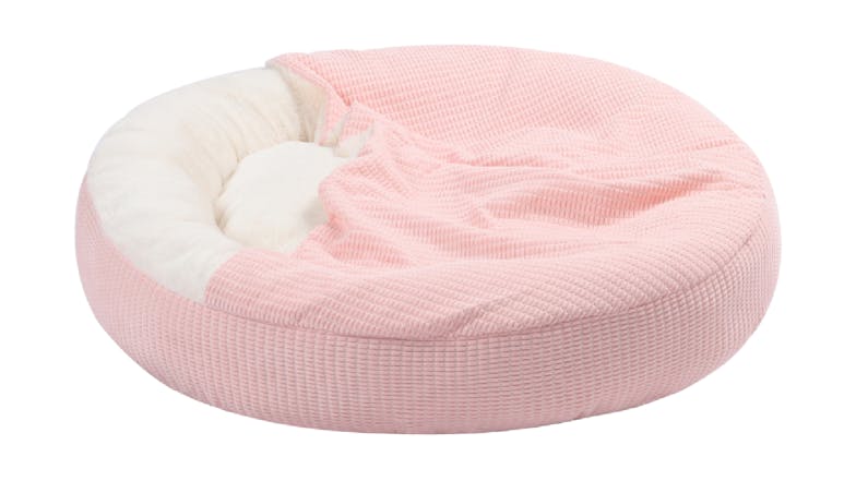 Charlie's "Snookie" Corncob Fabric Pet Bed w/ Hood Large - Pink