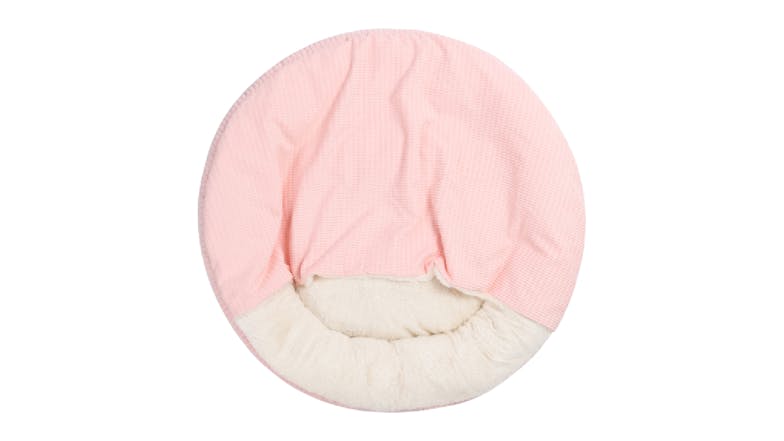 Charlie's "Snookie" Corncob Fabric Pet Bed w/ Hood Large - Pink