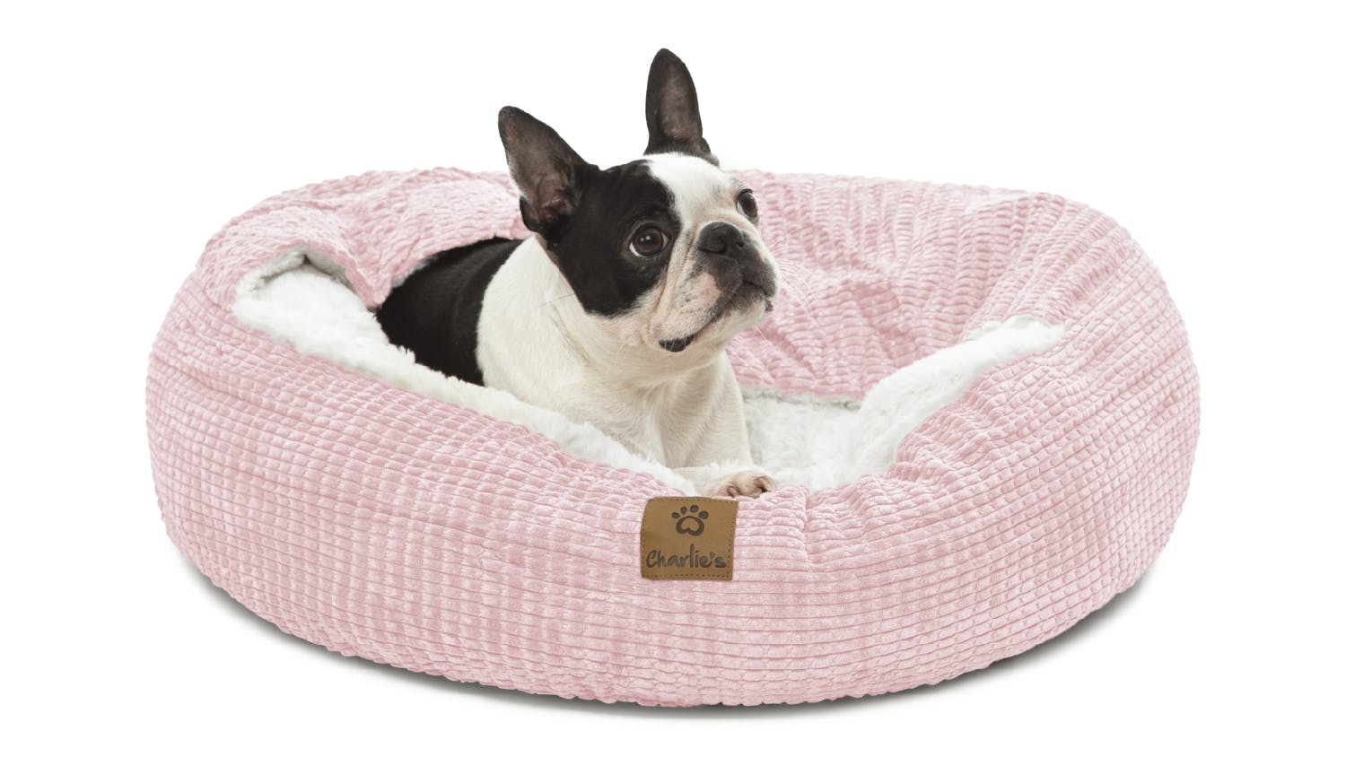 Charlie's "Snookie" Corncob Fabric Pet Bed w/ Hood Large - Pink