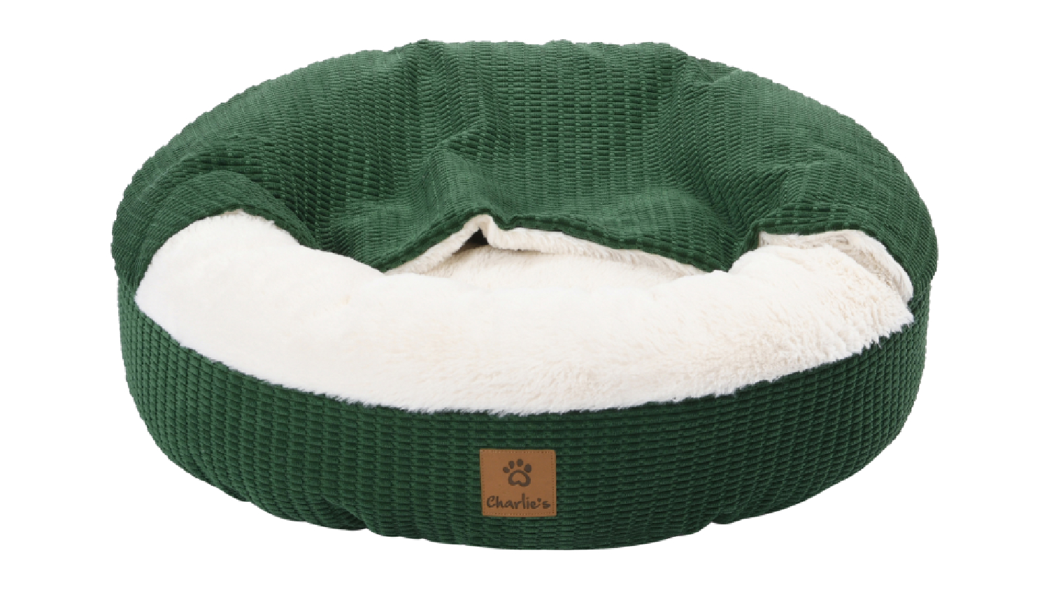 Charlie's "Snookie" Corncob Fabric Pet Bed with Hood Small - Green
