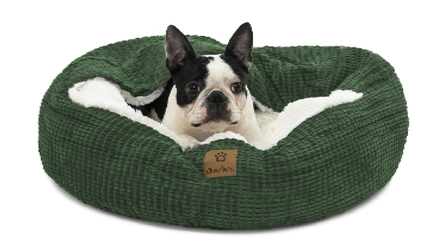 Charlie's "Snookie" Corncob Fabric Pet Bed with Hood Small - Green