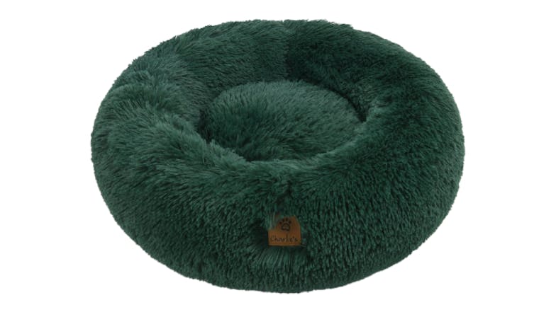 Charlie's Shaggy Faux Fur Round Pet Bed Small - Eden Green