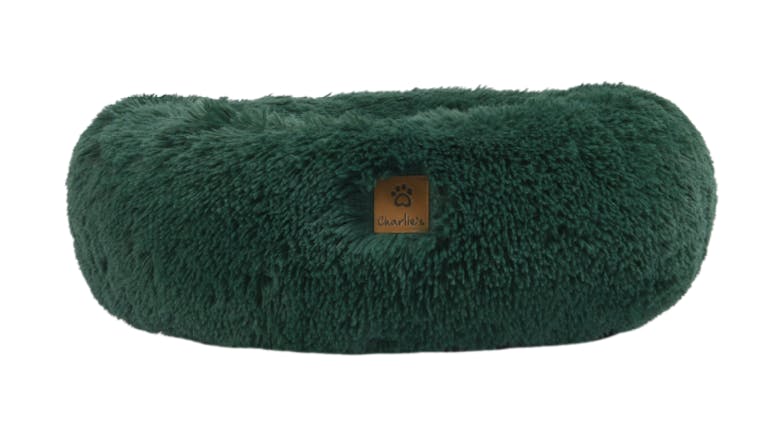 Charlie's Shaggy Faux Fur Round Pet Bed Small - Eden Green