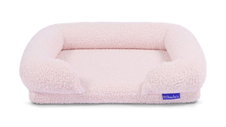 Charlie's Teddy Fleece Ultra-Soft Memory Foam Pet Sofa Medium - Pink