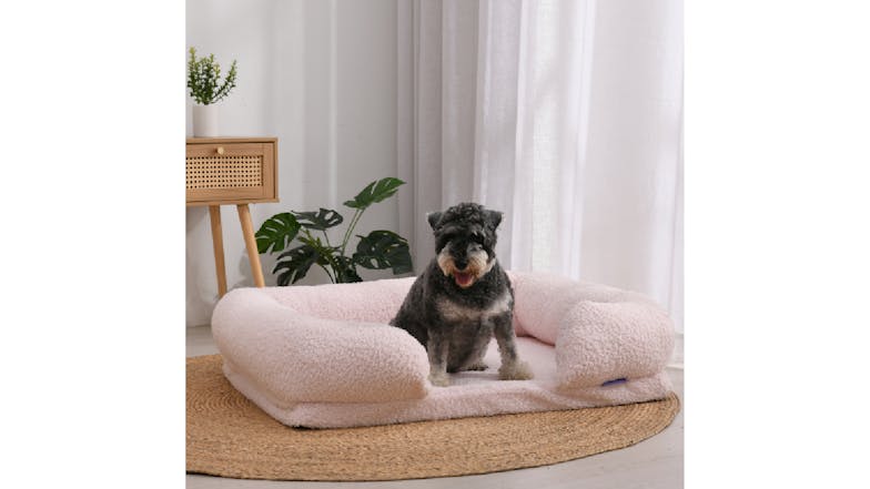 Charlie's Teddy Fleece Ultra-Soft Memory Foam Pet Sofa Medium - Pink