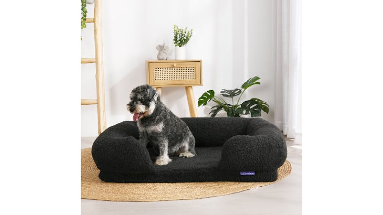 Charlie's Teddy Fleece Ultra-Soft Memory Foam Pet Sofa Medium - Charcoal