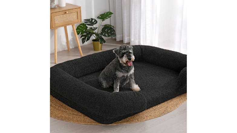 Charlie's Teddy Fleece Ultra-Soft Memory Foam Pet Sofa Large - Charcoal