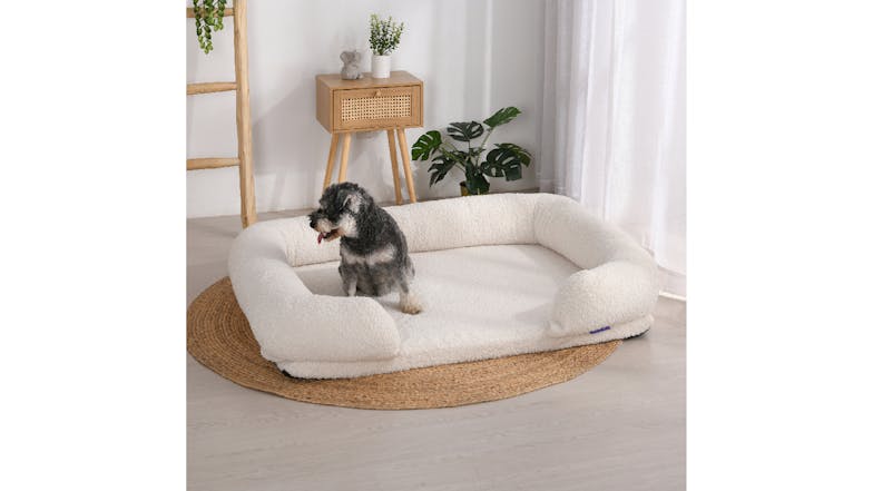 Charlie's Teddy Fleece Ultra-Soft Memory Foam Pet Sofa Large - Cream