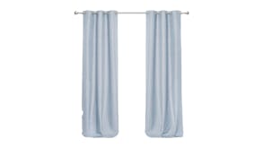 Sherwood Home Faux Linen Blackout Curtain Twin Pack 90 x 223cm - Ocean Blue