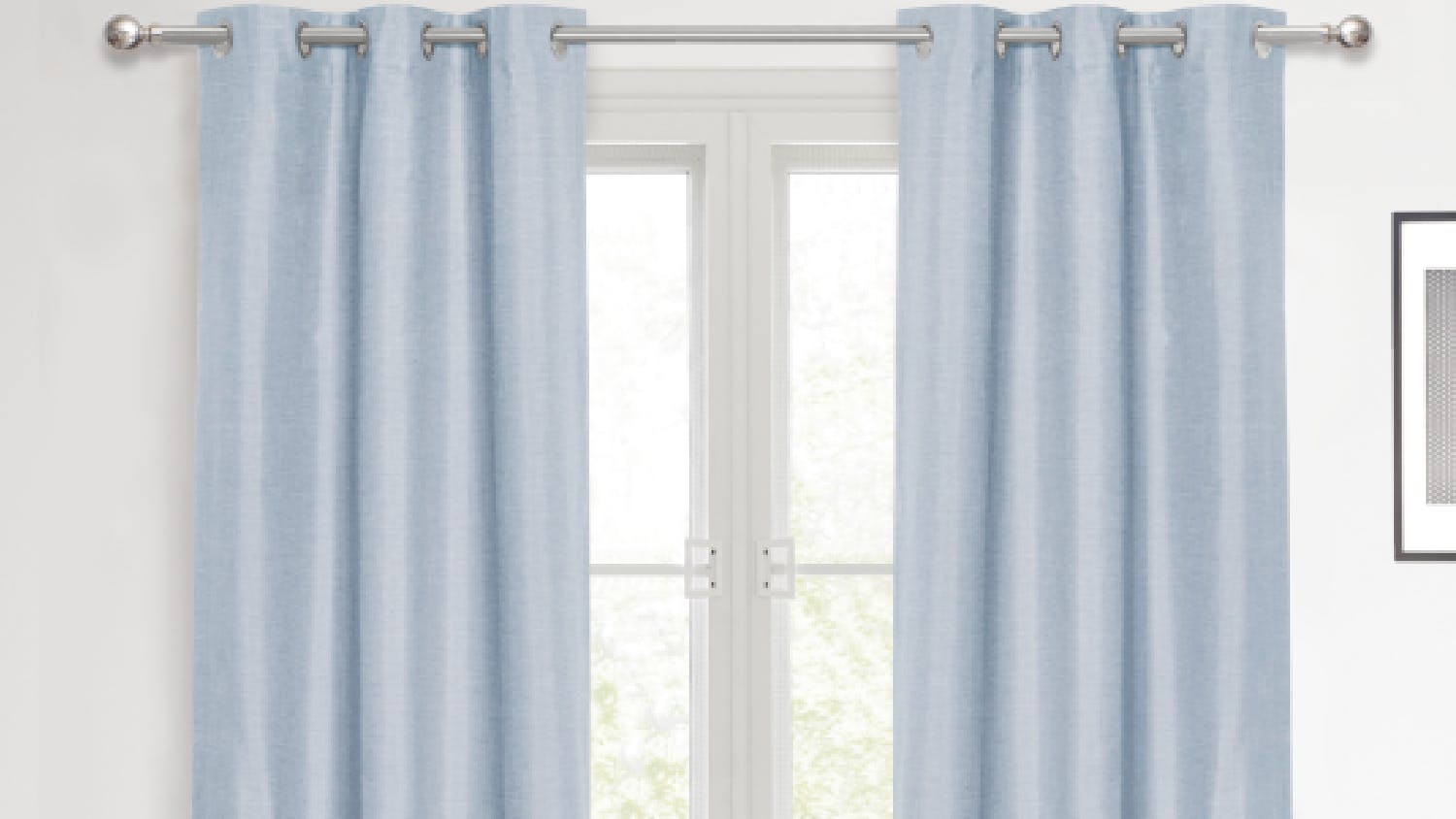 Sherwood Home Faux Linen Blackout Curtain Twin Pack 90 x 223cm - Ocean Blue