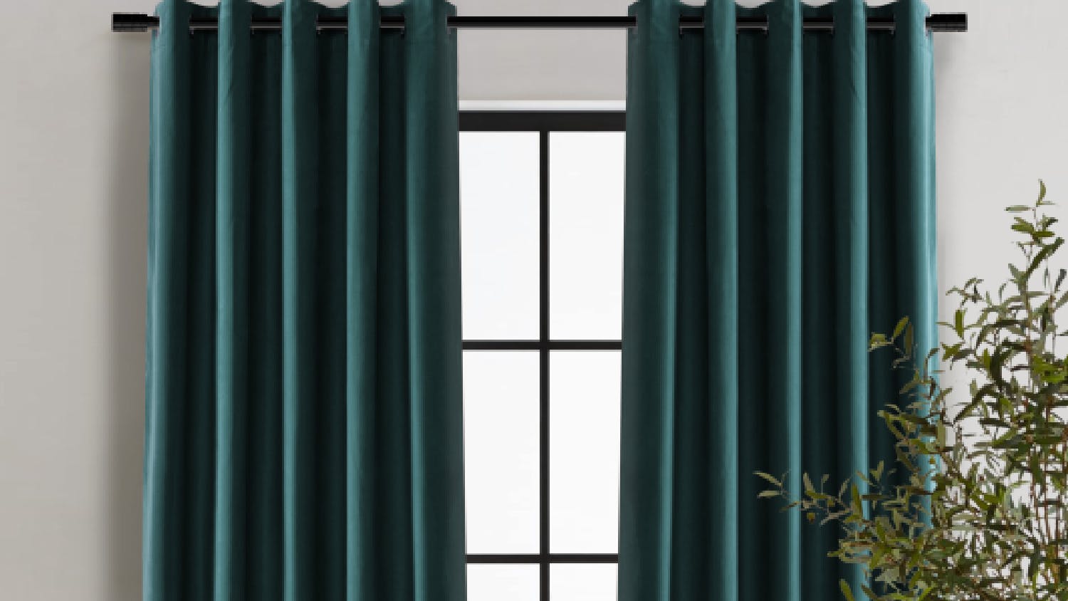 Cadence & Co. "Byron" Matte Velvet Blackout Curtain Twin Pack 180 x 223cm - Green