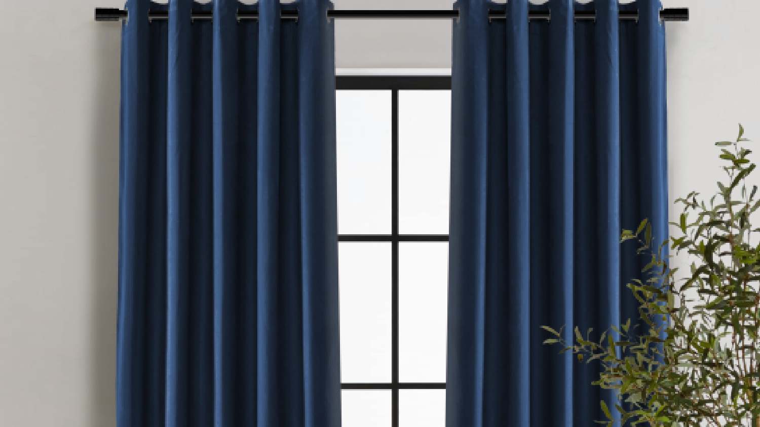 Cadence & Co. "Byron" Matte Velvet Blackout Curtain Twin Pack 90 x 223cm - Navy Blue