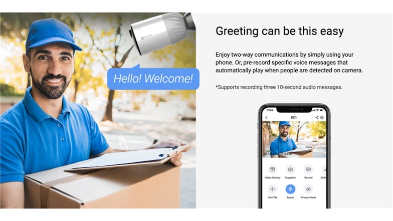 EZVIZ BC1-B2 Wire-Free Security Camera System w/ Rechargable Battery, Colour Night Vision, MicroSD
