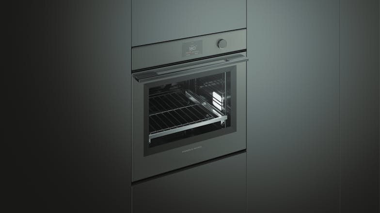 Fisher & Paykel 60cm Pyrolytic 16 Function Built-In Oven - Grey Glass (Series 9/OB60SMPTDG1)