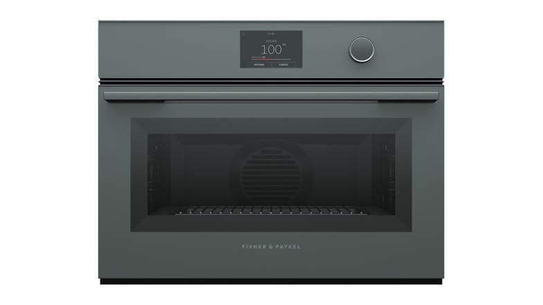 Fisher & Paykel 60cm Steam Clean 23 Function Built-In Compact Oven - Grey Glass (Series 9/OS60NMTDG1)