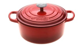 Gourmet Kitchen Cast Iron Casserole Dish 24cm - Cherry Red