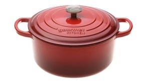 Gourmet Kitchen Cast Iron Casserole Dish 28cm - Cherry Red