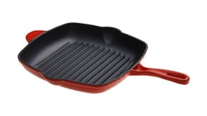 Gourmet Kitchen Cast Iron Square Grill Pan 28cm - Cherry Red