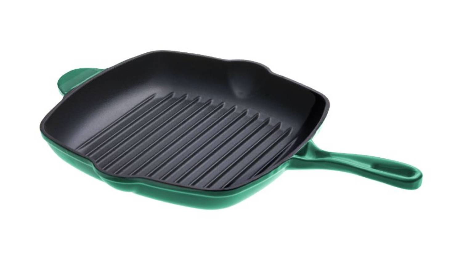 Gourmet Kitchen Cast Iron Square Grill Pan 28cm - Eden Green
