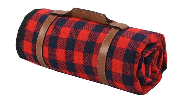 Vibes "Hunter" Waterpoof Picnic Rug 50 x 200cm - Red/Navy